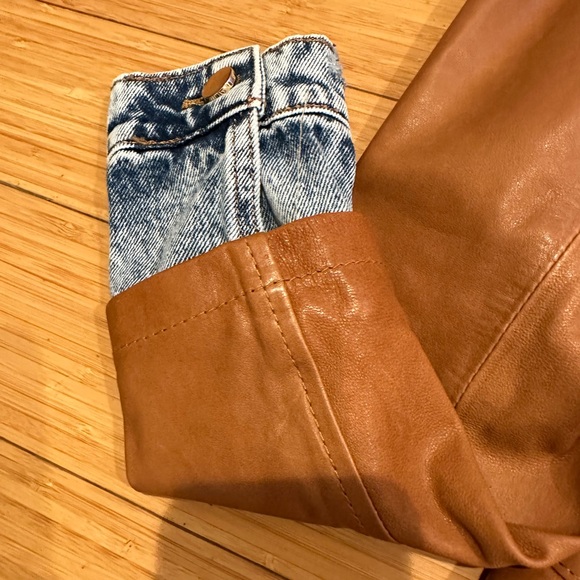 Roberta Biagi Double Layer Leather Denim  Jacket Size 40/XS - Picture 5 of 10